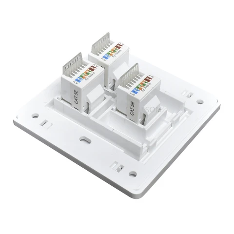 Настенная панель UKITSON 3 портов CAT6/CAT5E белая 86x86 мм