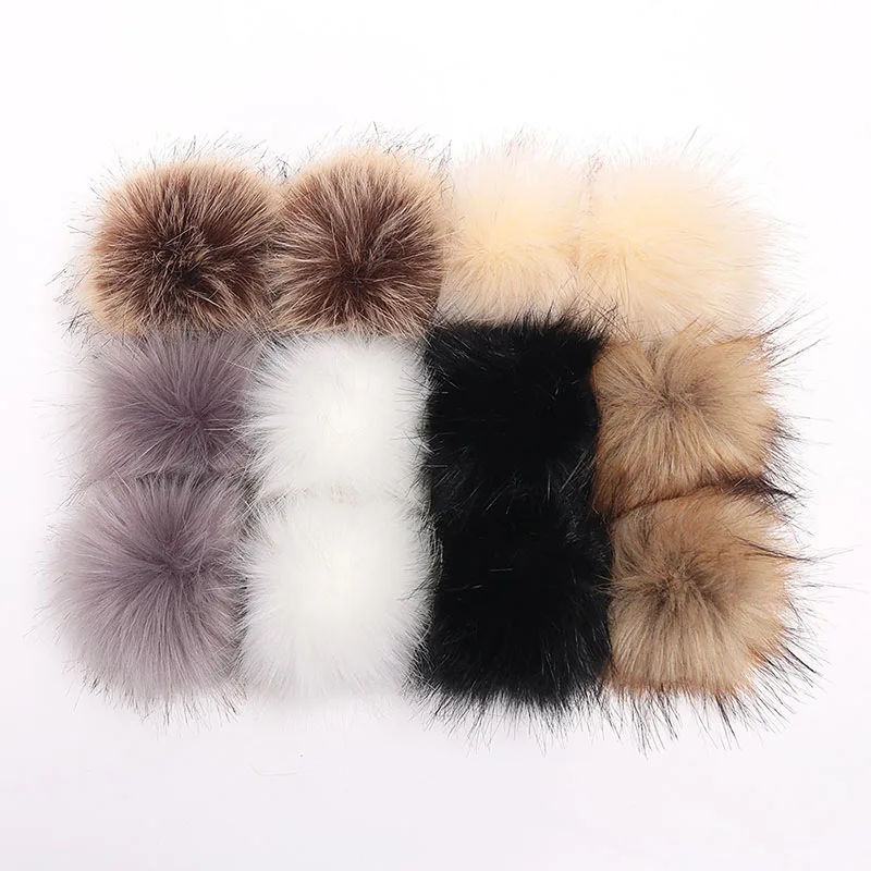 

12cm False Hairball Hat Ball Pom Pom DIY Ball Wholesale Cap Accessories Multicolor Faux Fox Fur PomPom With rubber band