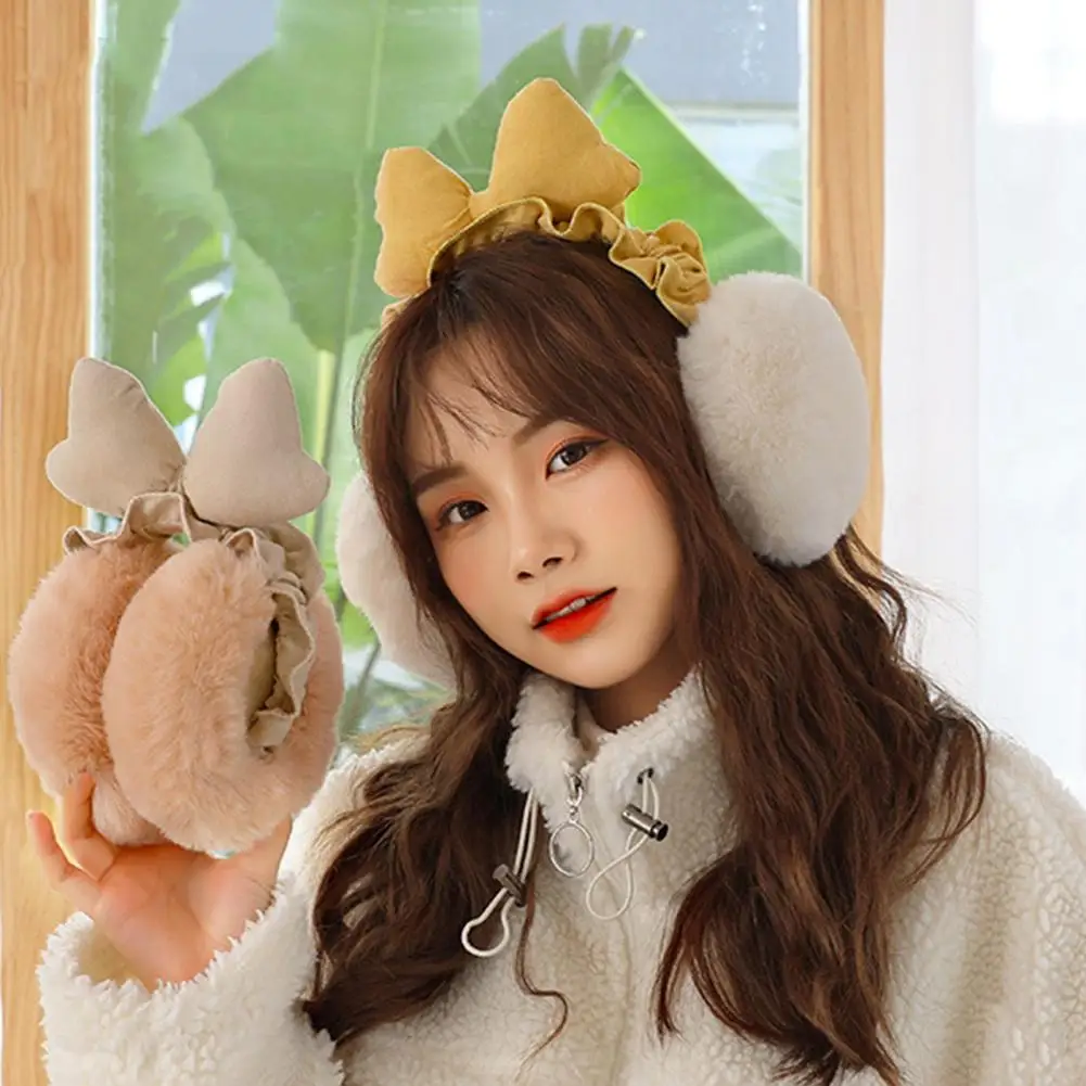 Отличные зимние наушники гибкие однотонные плюшевые для девушек |