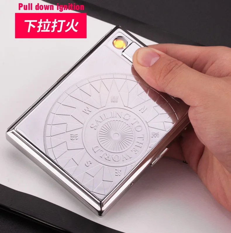 Jinxuan 20-piece rechargeable cigarette case lighter flip cover USB windproof | Дом и сад