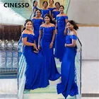 Женское платье с открытыми плечами Royer, синее платье для свадебной вечеринки, женское платье для подружки невесты, кружевная бисерная Русалка, 2021
