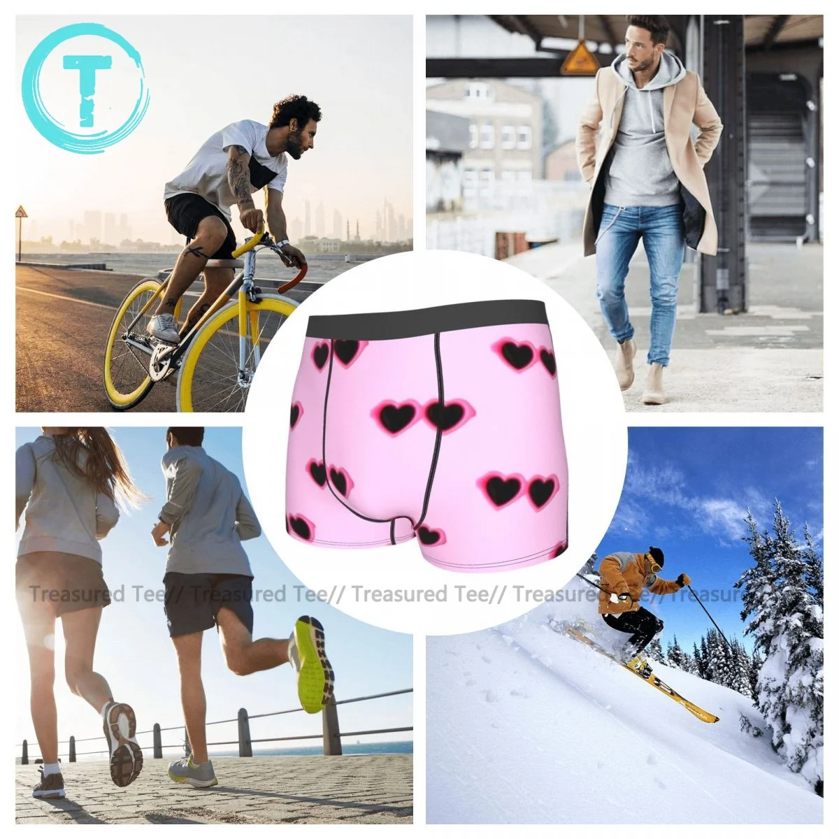

Heart Underwear Classic Trenky Print Trunk Polyester Sublimation Teen Boxer Brief
