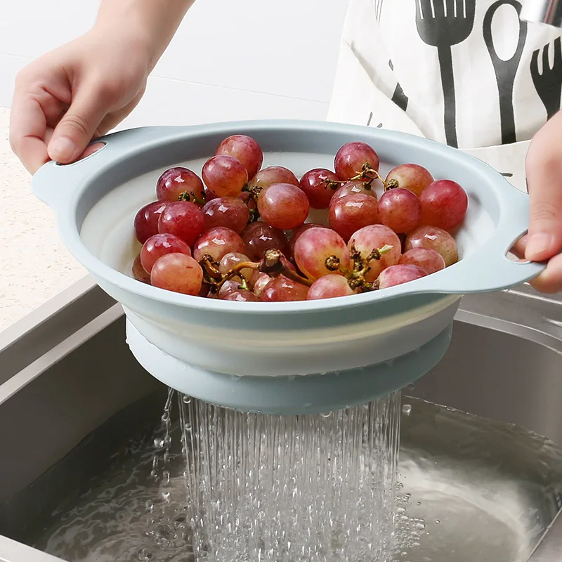 Большая складная корзина для мытья овощей и фруктов складной дуршлаг кухонный