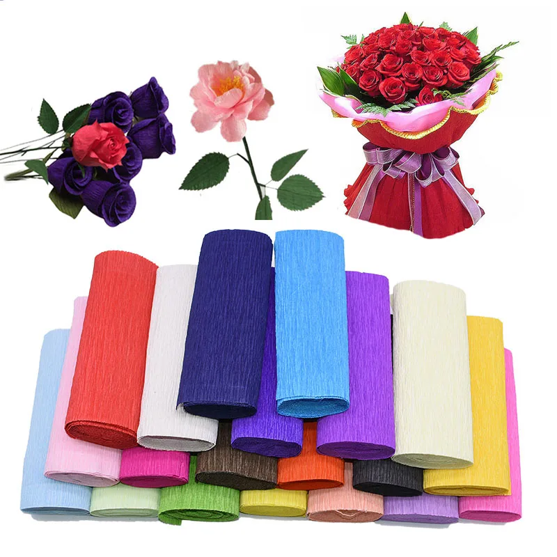 250*25cm 250*50cm 250*15cm 250*10cm Crepe Paper Roll Origami Crinkled DIY Flower Gift Wrapping Scrapbooking Material | Дом и сад