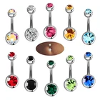 Кольцо для пирсинга пупка из хирургической стали со стразами, 5101520 шт.лот