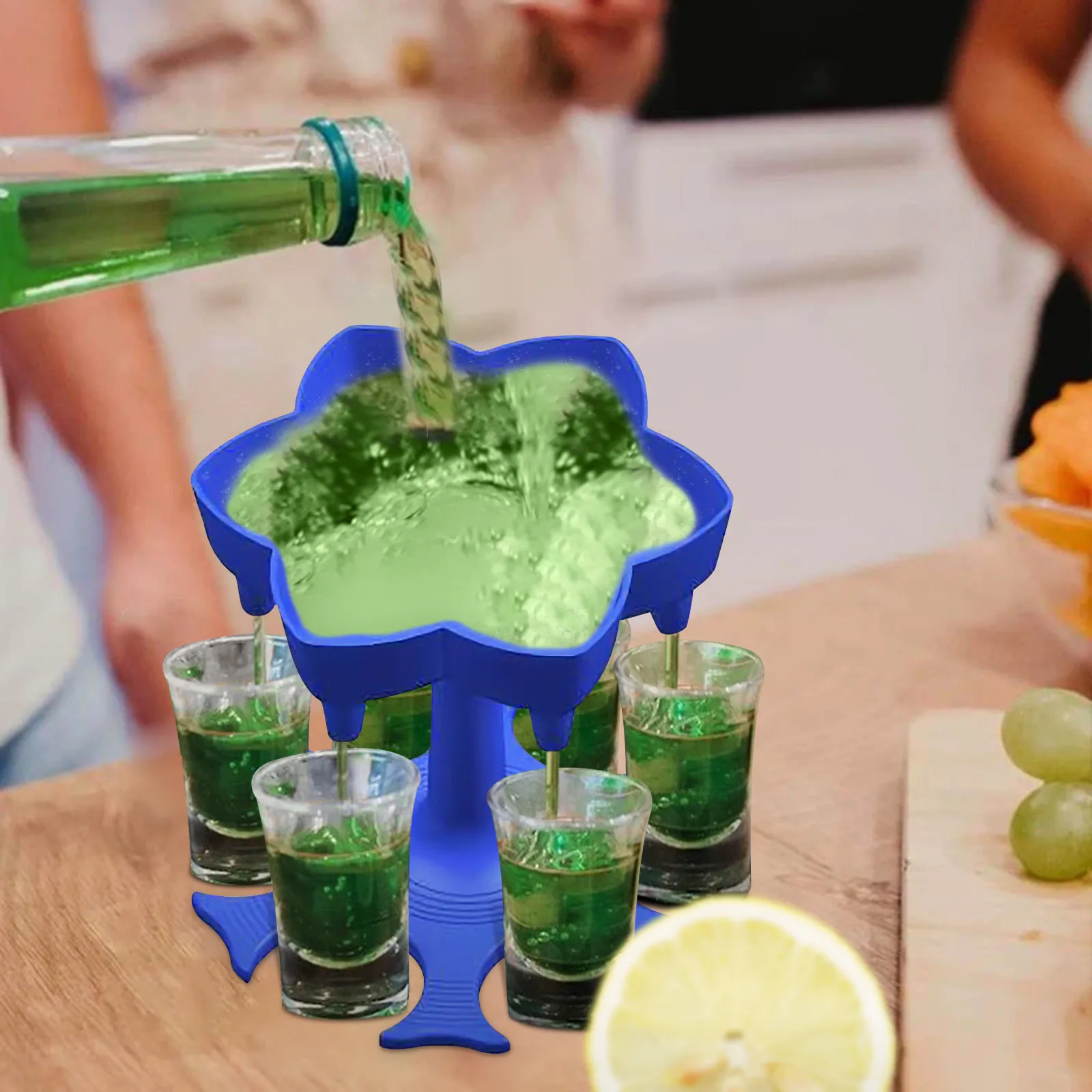 

6 Shot Glass Dispenser and Holder -Dispenser For Filling Liquids, Shots Dispense