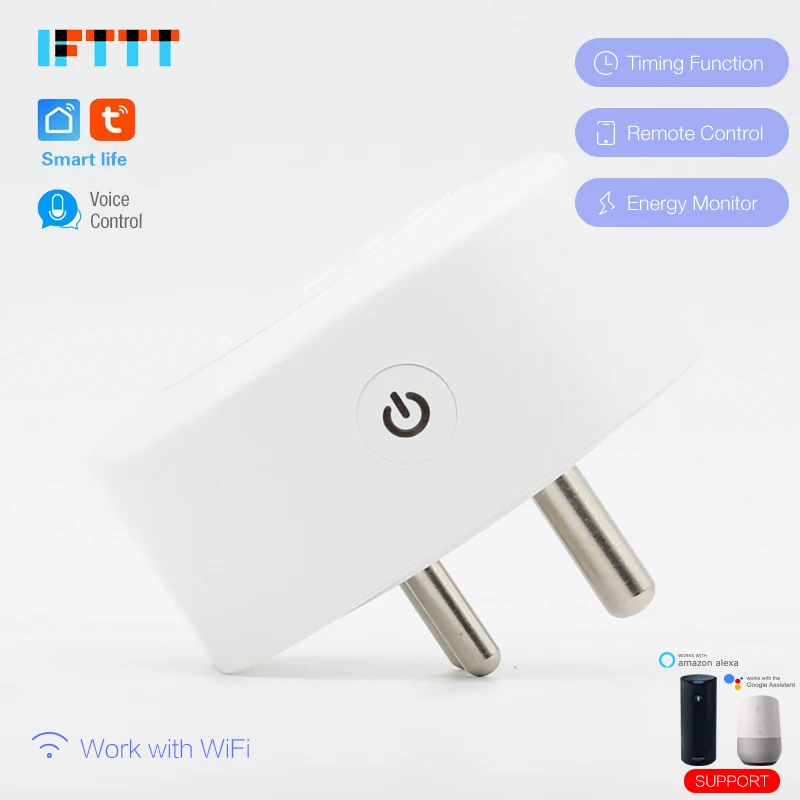 Wifi смарт Индия Южноафриканская вилка монитор питания 10A умная розетка Голосовое