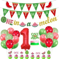 watermelon 1st birthday decorations for girls boys happy birthday banner one in a melon garland number 1 foil balloon