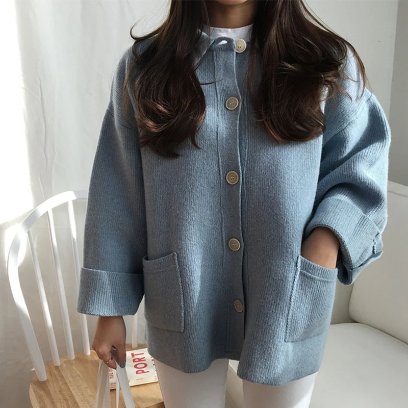 DICLOUD винтажные короткие вязаные свитера женские модные большие зимние пальто