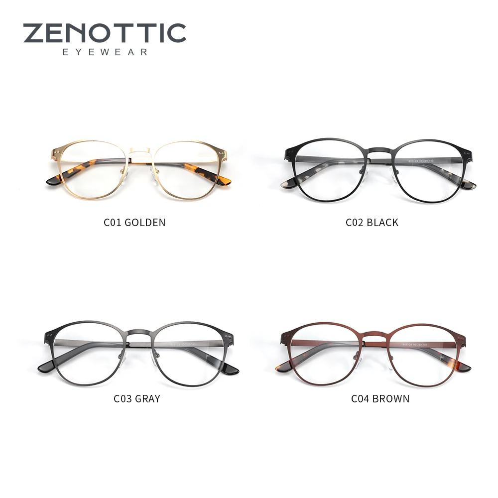 ZENOTTIC сплав круглая оправа для очков для Для женщин очки в стиле ретро с прозрачными компьютерные очки модные дизайнерские очки поддельные очки 1803
