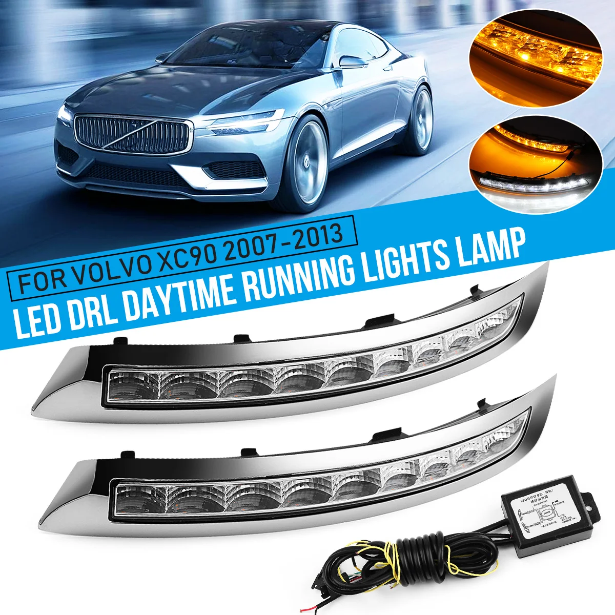 СВЕТОДИОДНЫЙ DRL для Volvo XC90 2007 2008 2009 2010 2011 2012 2013 автомобильный передний бампер