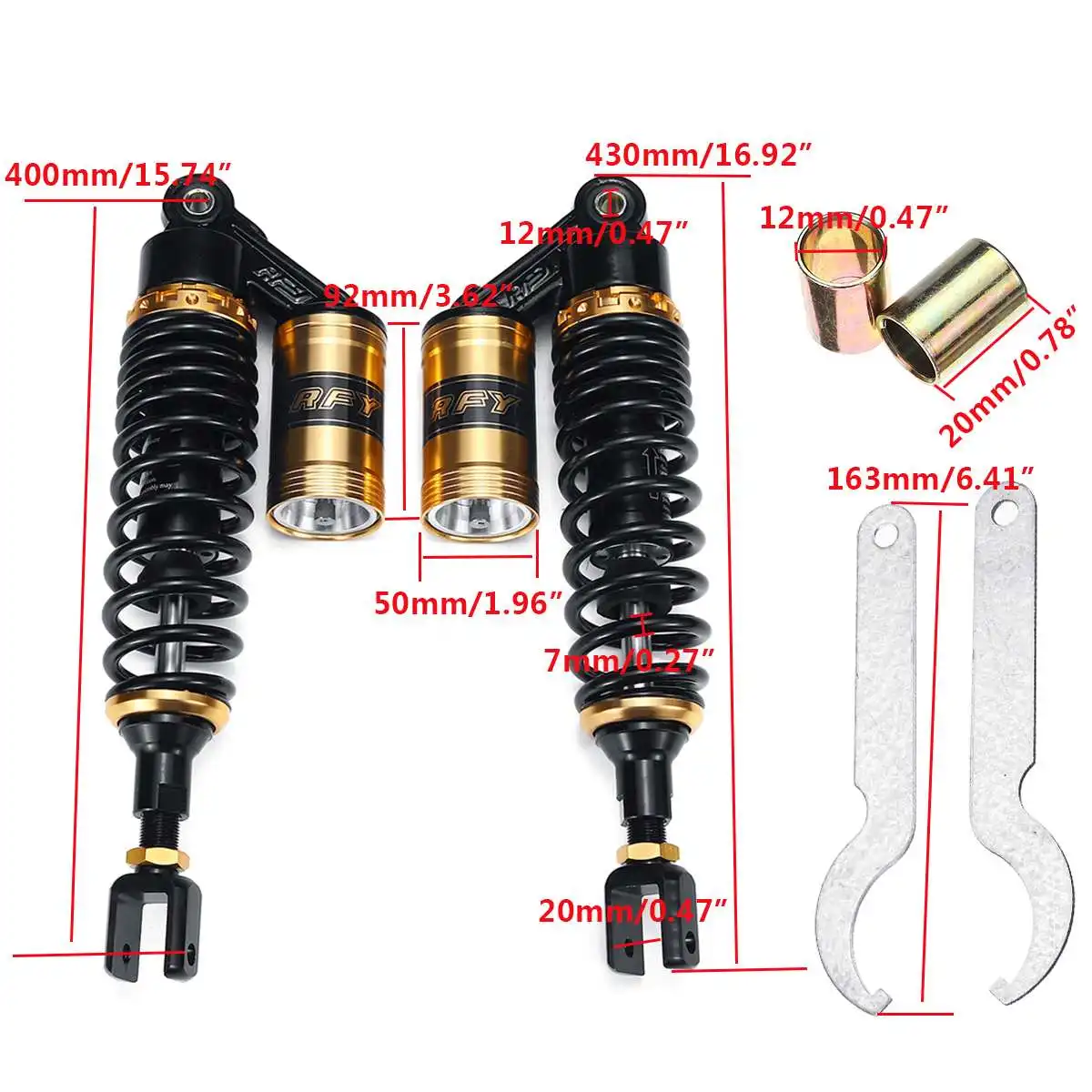 Универсальная задняя подвеска 380 мм/400 мм Воздушный амортизатор мотоцикла для