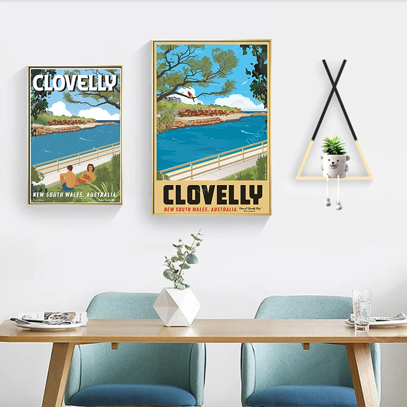 Summer Australia New South Wales Clovelly Vintage Travel Poster Canvas Painting Kraft Coated Wall Sticker Home Decor Gift | Дом и сад