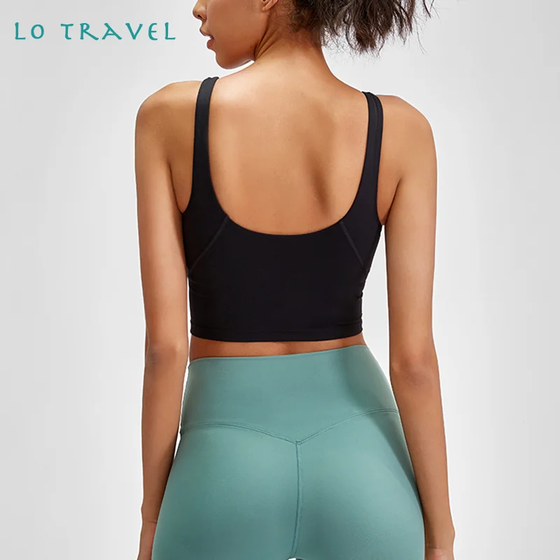 

LOTRAVEL U-Back Butter Soft Workout Gym Yoga Bras Top Women Naked-feel Padded Athletic Running Fitness Sport Crop Tops Brassiere