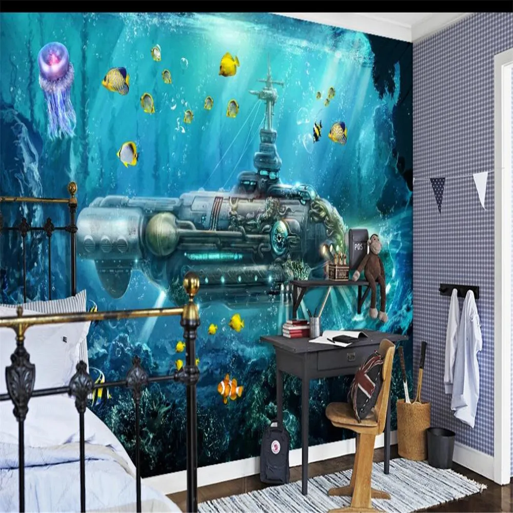 3D обои Milofi на заказ настенные подводные лодки подводный мир фоновая стена для