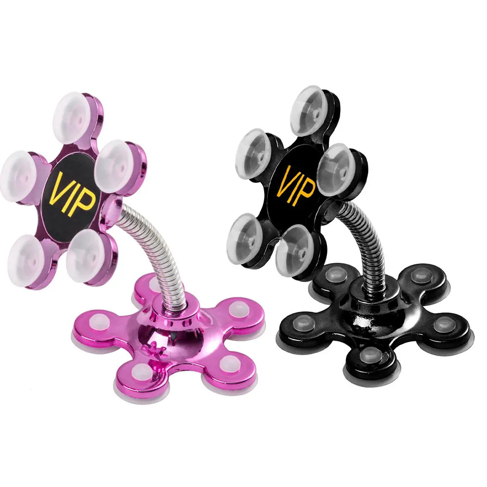 

New Five Claws Sucker Stand For Cell Phone 360 Rotatable Metal Flower Magic Suction Cup Mobile Phone Holder Car Bracket Mount