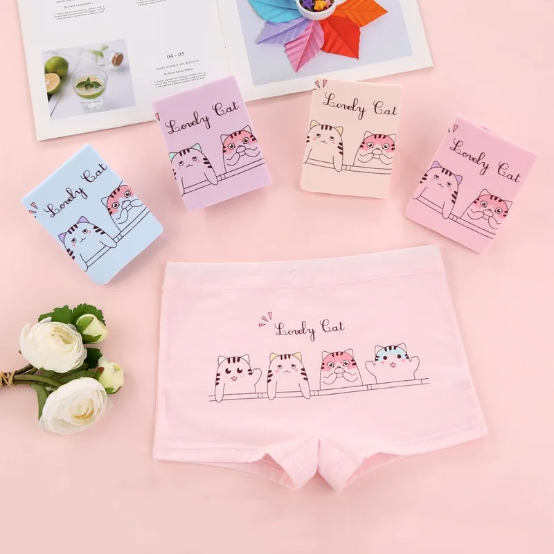 Трусы боксеры для девочек с милым котом 10 шт./лот хлопковые трусы