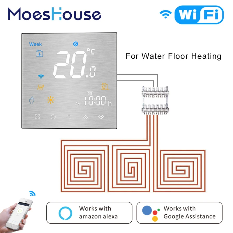 

WiFi Smart Thermostat Programmable Temperature Controller for Water Heating Smart Life Tuya APP Works with Alexa Google Home.