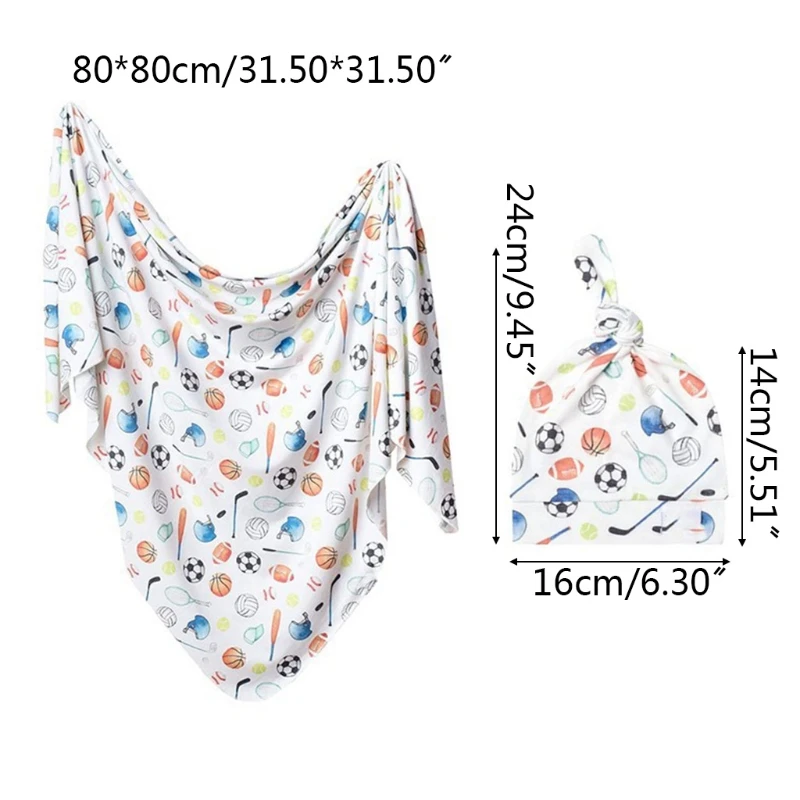 

2 Pcs Baby Blanket + Hat Set Swaddle Wrap Newborn Infants Muslin Floral Towel Drop Shipping