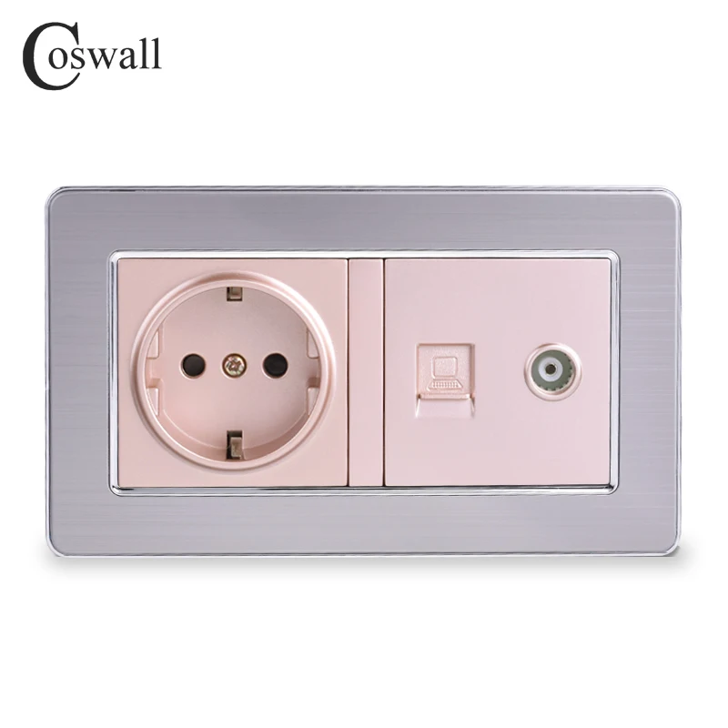 COSWALL настенная розетка стандарта ЕС + гнездовой разъем для телевизора с