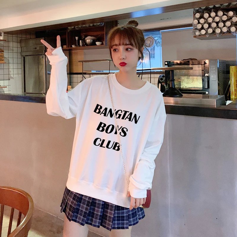 Осенняя Женская толстовка с капюшоном Kpop Bangtan Boys надписью уличная одежда