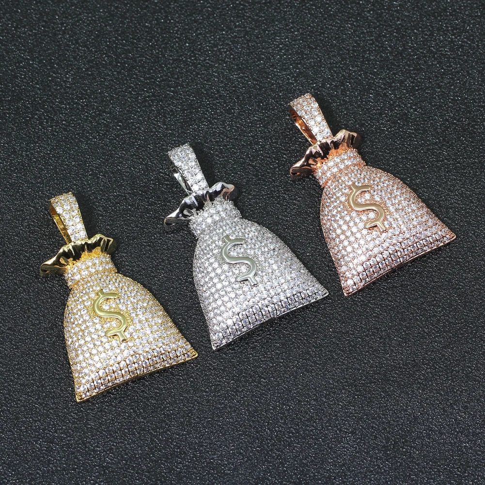Латунные подвески Bling $ с закрепкой в виде зубца циркониевые фианиты стиле хип хоп