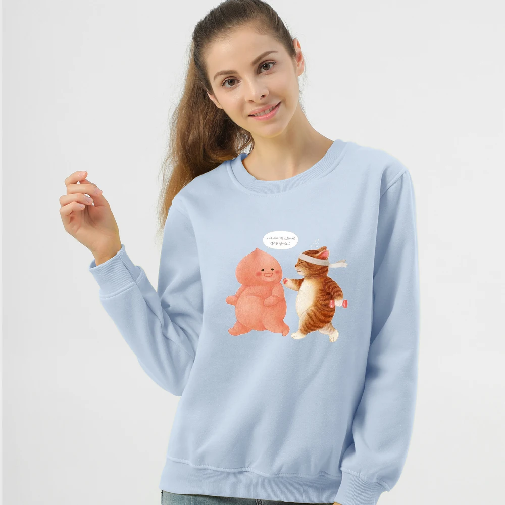 

Hoodies for Women Cat Graphics Print Fashion Long Sleeve Cute Cartoon Pullover Kpop Streetwear Sweatshirt Female Oversized