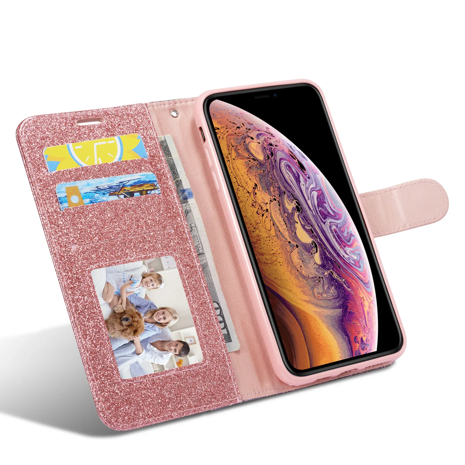 Блестящий Алмазный флип-чехол для iPhone 7 Plus 6 6S 8 11 Pro XS Max XR 8Plus 7 Plus iPhone11 кожаный бумажник-книжка блестящий чехол