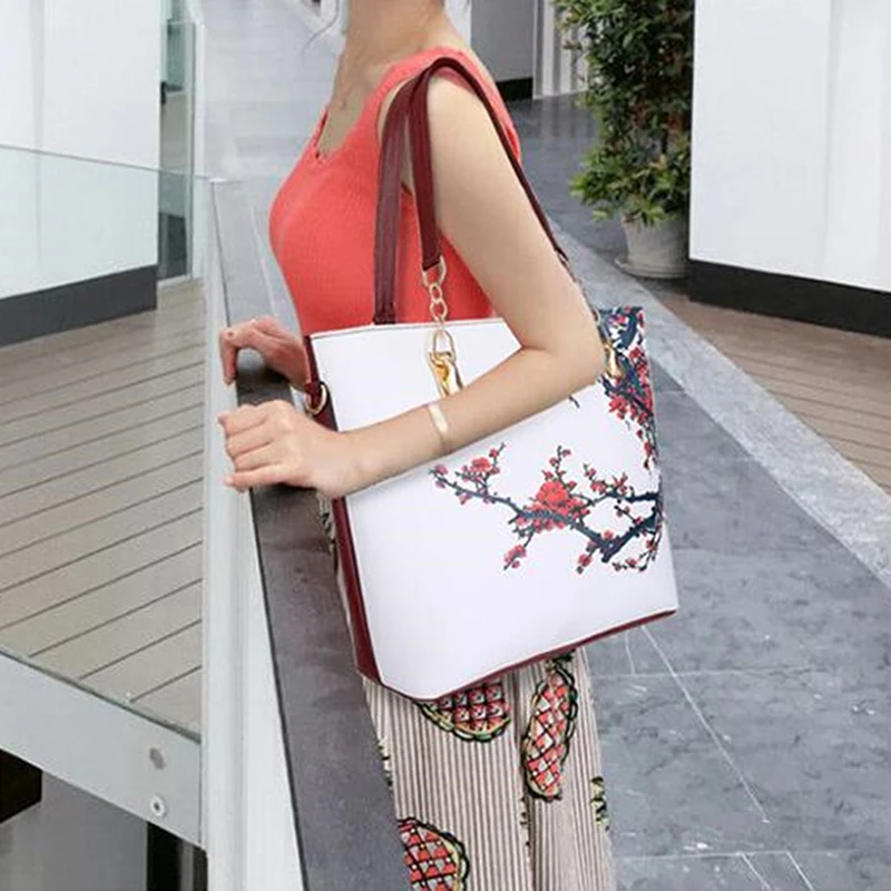

2021 Women's Shoulder Bag Women's Handbag 6 Piece Set of Chinese Style Leather Bags Clutch Wallet Composite Bag Crossbody