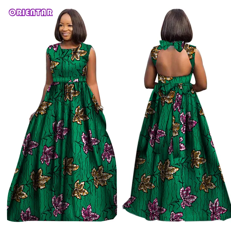 Модное женское платье в африканском стиле сексуальное длинное макси без рукавов