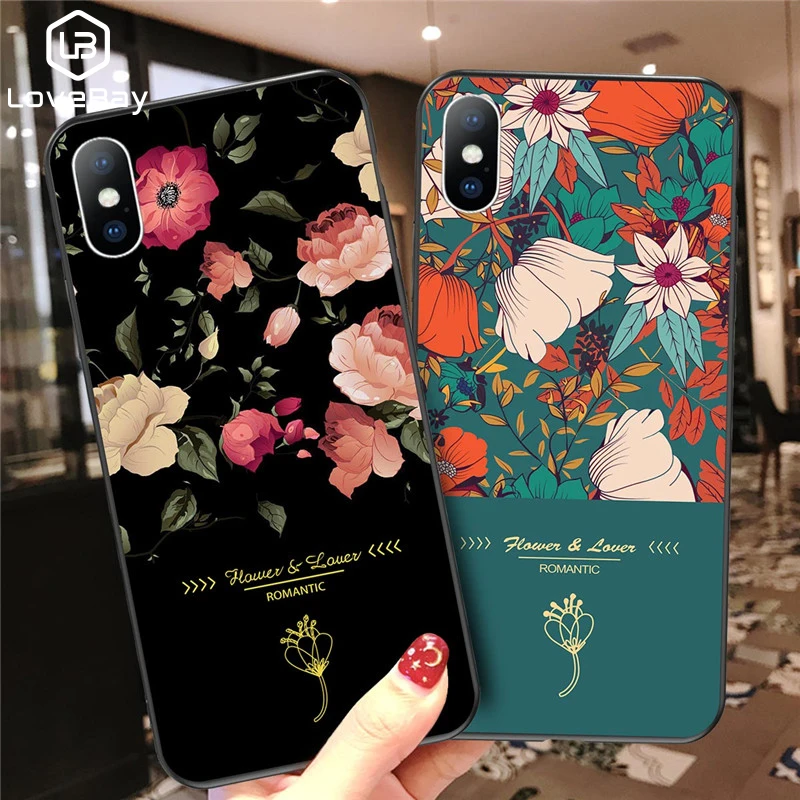 Lovebay элегантные розовые чехлы для телефонов с изображением цветов iPhone 11Pro Max X XR Xs