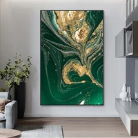 nordic creative green gold foil wall art canvas poster modern abstract painting print wall pictures cuadro for living room decor