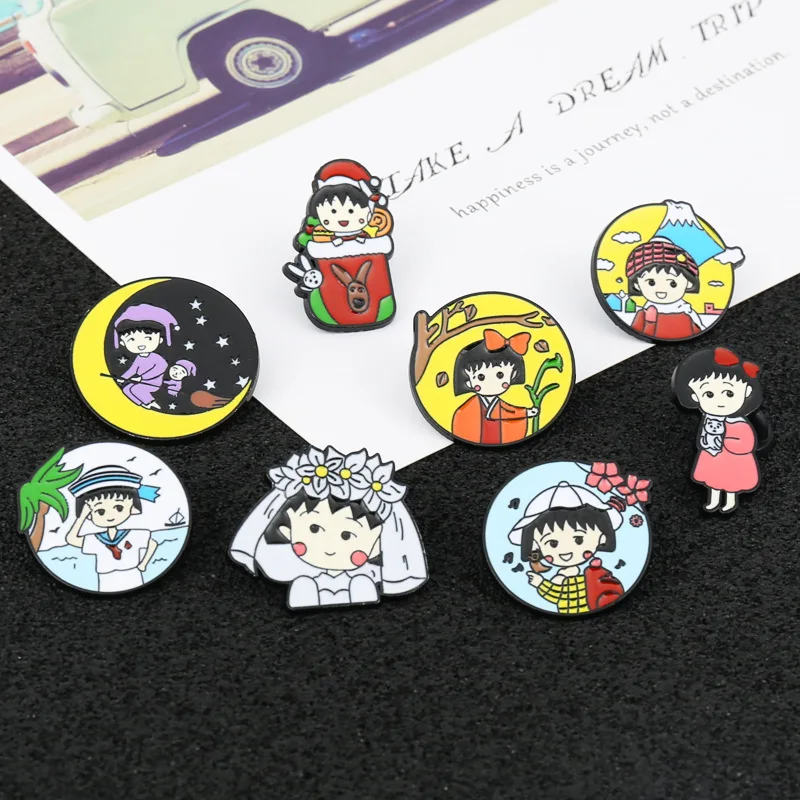 

Japanese style cute cartoon girl brooch, student bag decoration, clothes, hat, collar decoration pin