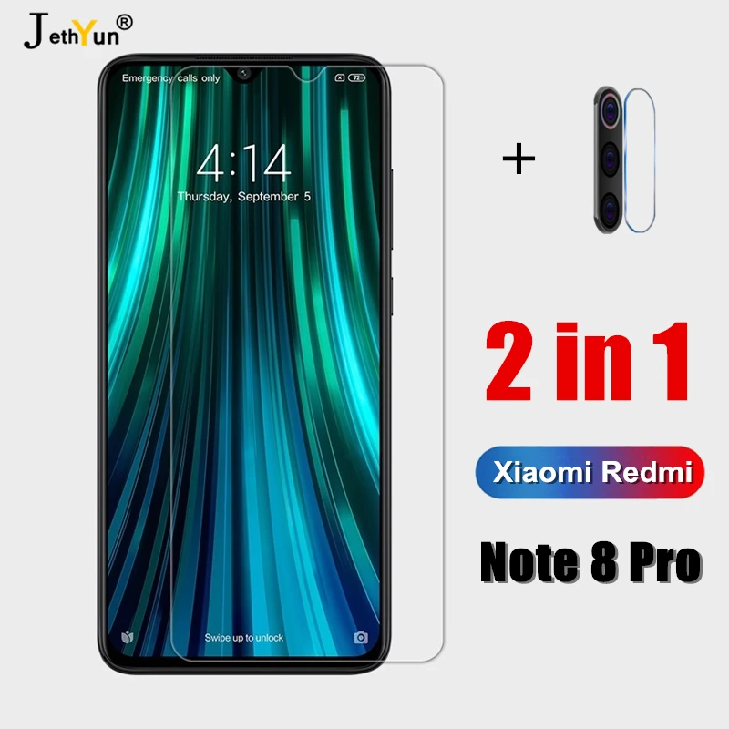 2 в 1 закаленное стекло для Xiaomi Redmi Note 8 pro 9H Защитная камера Note8pro защита экрана note