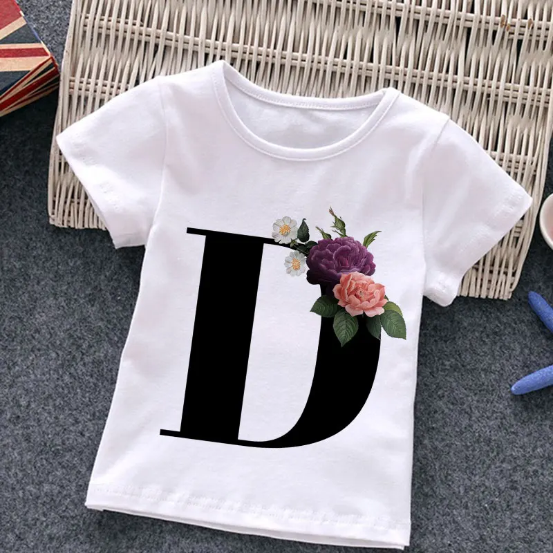 Футболка детская в стиле Харадзюку модная Ретро рубашка с принтом алфавита для
