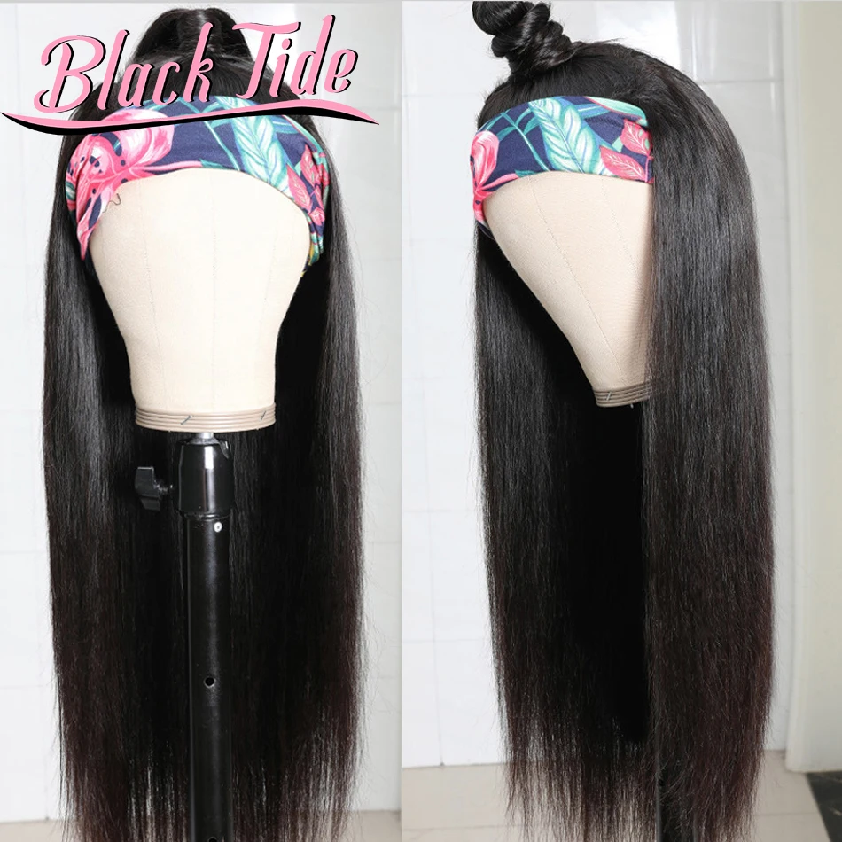 

Black Tide Headband Wig Human Hair Straight Wig Headband Wigs Remy 150% Brazilian Head Band Wigs Human Hair Headbands For Women