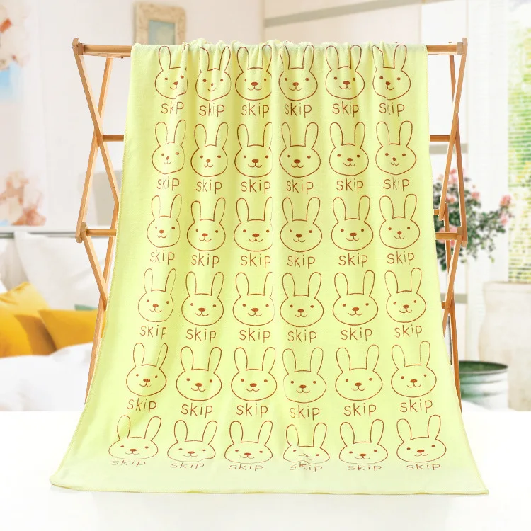 Rabbit 1-yellow 70*140 см высококачественное Впитывающее банное полотенце из микрофибры с кроликом для ванной комнаты, мягкое однотонное полотенце с рисунком для взрослых - Цвет: Rabbit 1-yellow