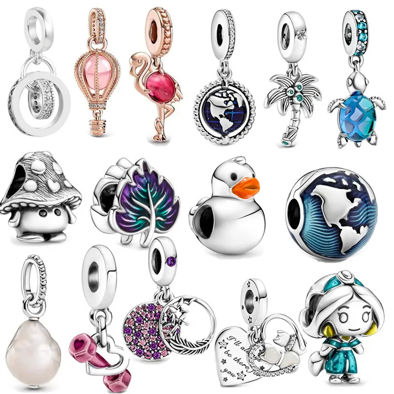 Женский браслет из серебра 100% пробы с шариками горячего воздуха|Ювелирные шармы|