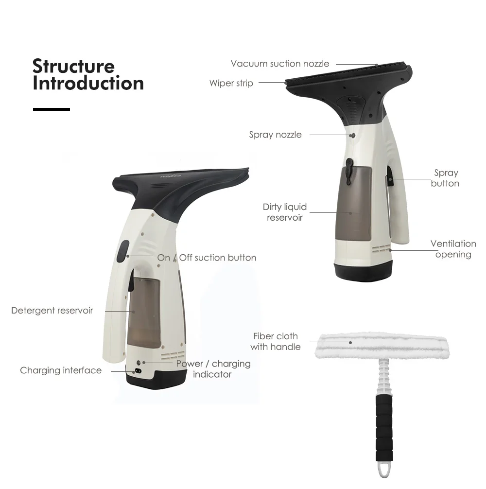 Перезаряжаемая Беспроводная ручная оконная стеклянная пылесос протрите щетка