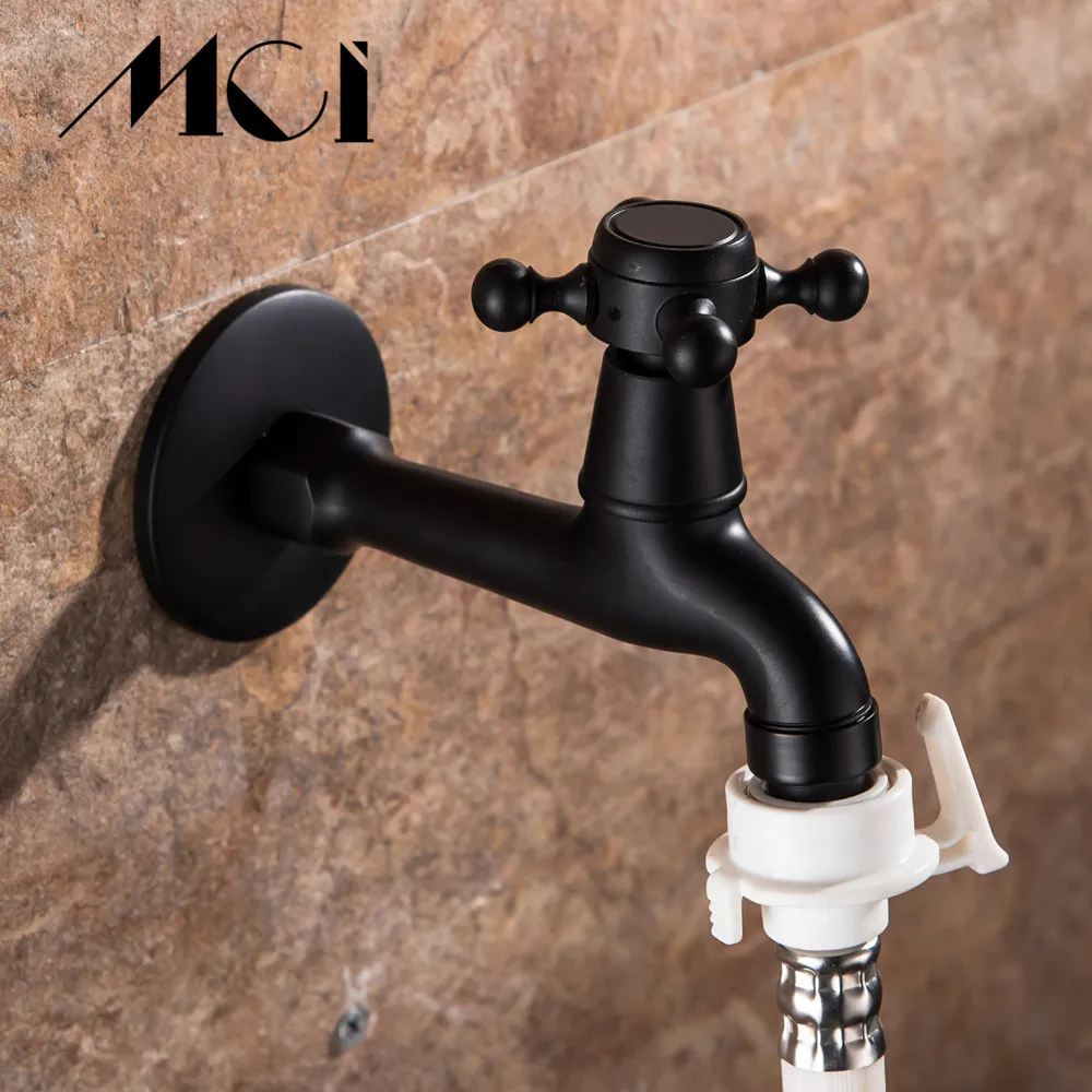 Смеситель для ванной комнаты черный латунный с настенным креплением|Сливные