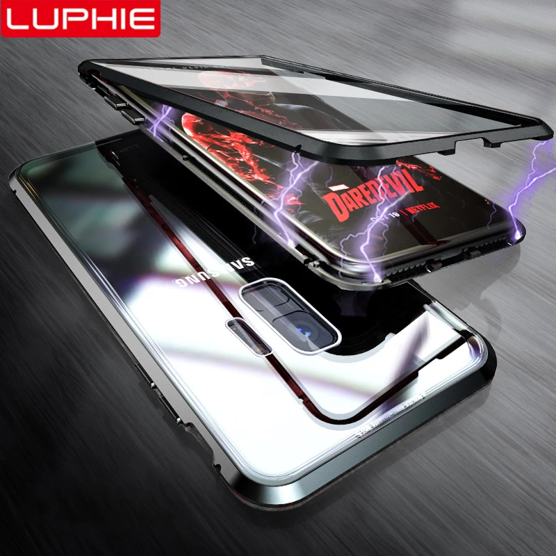 Магнитный чехол LUPHIE из закаленного стекла для samsung Galaxy S9 S8 Plus Передняя Задняя