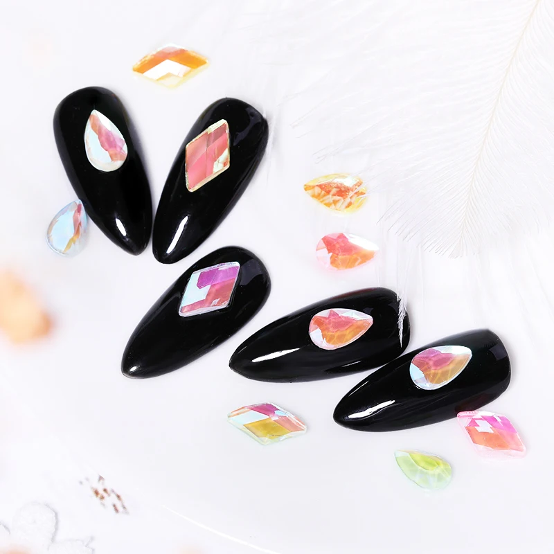 10 шт./пакет Стразы для ногтей ромбовидные гвозди в форме капли AB Цвет плоская