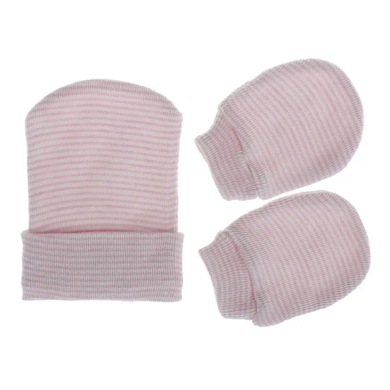 

Newborn Hospital Hat Infant Baby Cap and Mitten Set Soft Cute Nursery Beanie Hat GXMB