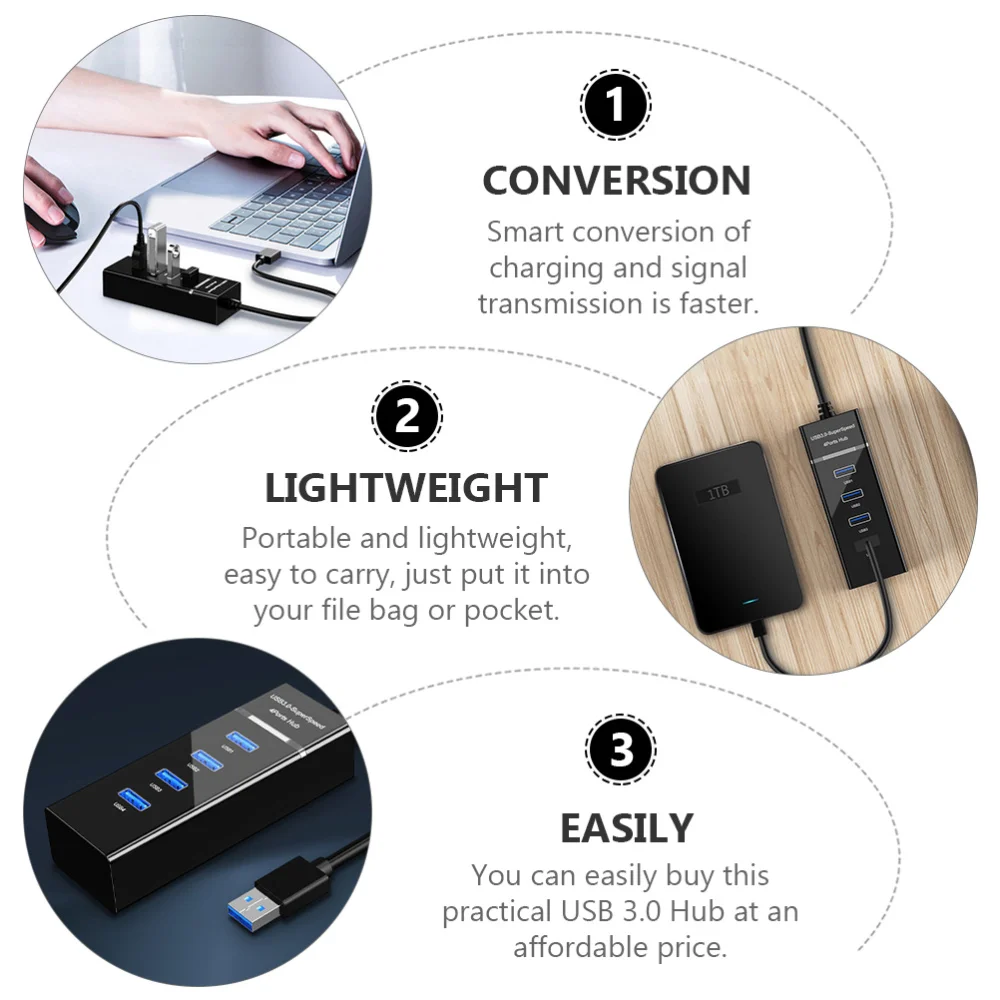 

1pc 4 Port USB HUB High Speeds USB 3.0 Hub Multi USB Port Splitter Hub