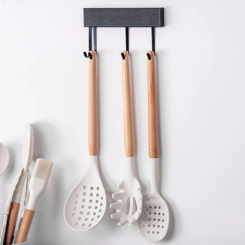 Cookware Silicone Kitchenware Wooden Handle Non-Stick Spatula Cooking Tool Ladle Egg Beaters Shovel Kitchen Accessories | Дом и сад