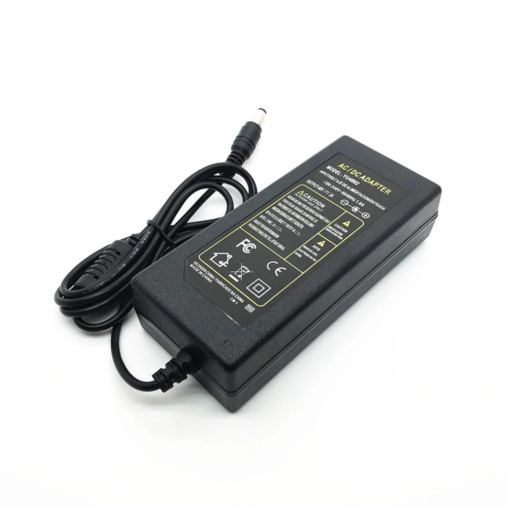 AC DC Power Supply Adapter 48V 2A Charger 96W For LED Strip Light CCTV Camera NVR POE Injector Ethernet IP | Безопасность и защита