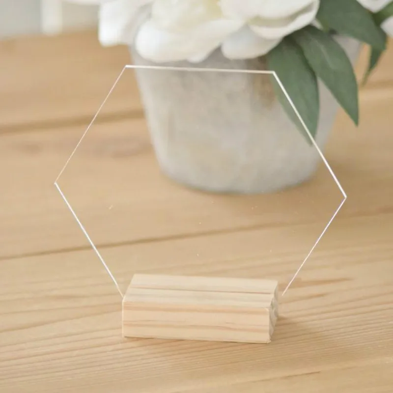 Blank Hexagon Acrylic Sign Table Number Signs for Wedding Party Decoration Freestanding Place Cards Transparent | Дом и сад