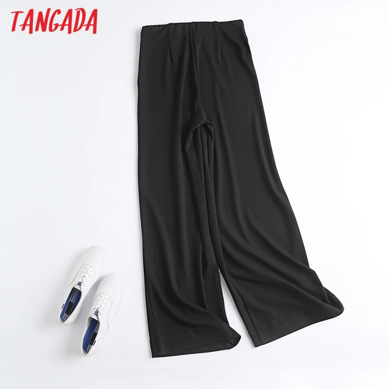 

Tangada Women Solid Long Pants Trousers Side Zipper Strethy Waist Lady Pants Pantalon 6D10