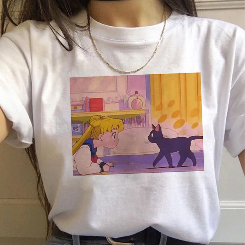 

Anime T-shirt Summer Round Neck Dragonfly Butterfly T-shirt Girl Short Sleeve Fashion New Casual Style