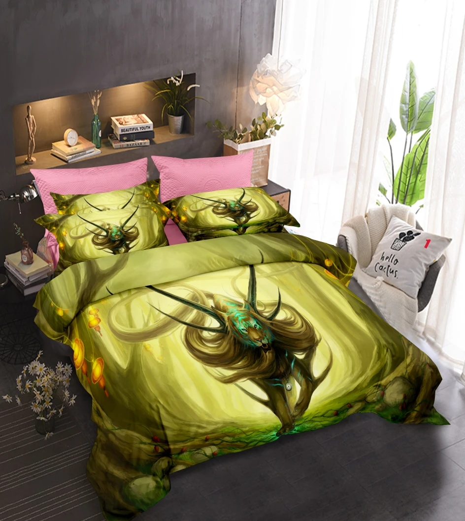 

New Dragon Bedding Set Single Twin Full Queen King Size Animal Tag Lion Wolf Bed Set Aldult Kid Bedroom Duvetcover Sets 022